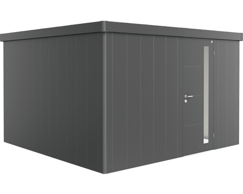 Abri de jardin biohort Neo 4D porte standard 347,5 x 347,5 cm gris foncé métallique