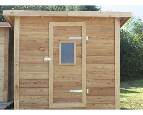 Holzgartenhaus mit Tür und Fenster