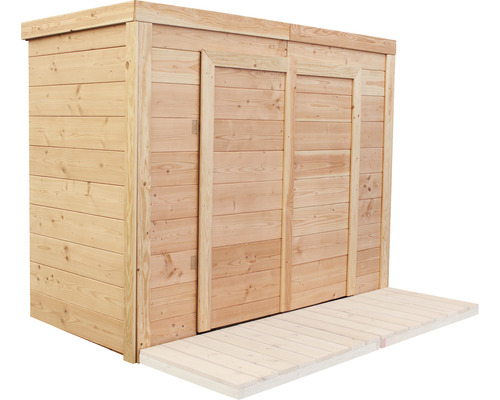 Abri de jardin, garage à vélo, abri à poubelles pin Douglas avec plancher 258 x 127 cm nature Armoire de jardin en bois avec portes coulissantes et plancher