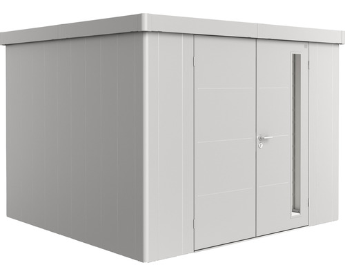 Gerätehaus biohort Neo 3C Doppeltür 291,5 x 291,5 cm silber-metallic