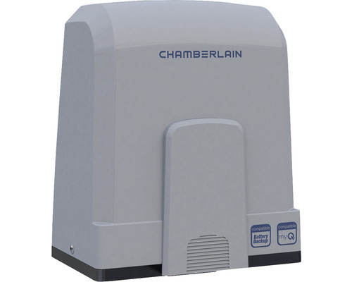 Motorisation de portail Chamberlain CHSL400EVC pour portail coulissant jusqu'à 4 m max. 400 kg avec 2 x émetteurs manuels design, 1 x photocellule infrarouge, 2 clés de déverrouillage d'urgence