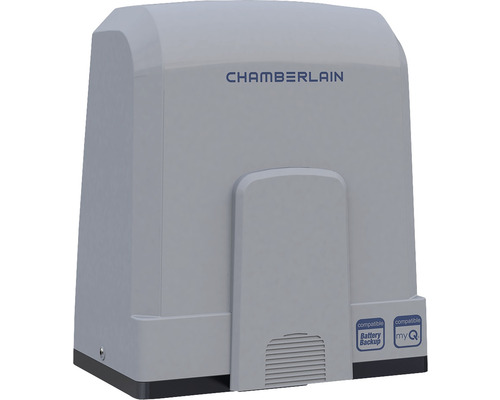 Chamberlain Schiebetorantrieb CHSL400EVC für Schiebetore bis 4 m max. 400 kg inkl. 2 x Design Handsender, 1 x Infrarot Lichtschranke, 2 Schlüssel zur Notentriegelung Chamberlain Garagentorantrieb mit Batterie Backup und MyQ Kompatibilität