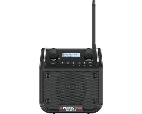 Baustellenradio PerfecPro DABPRO, DAB+ und UKW-Empfang, AUX-Eingang, MP3, Bluetooth, Stoßfest, IP54, DPR2