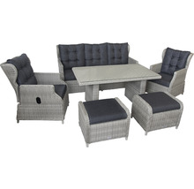 Ensemble de meubles de jardin avec table, banc, fauteuils et tabourets