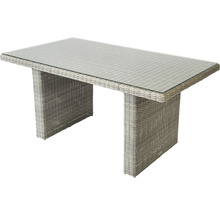 Table de jardin en rotin avec plateau en verre
