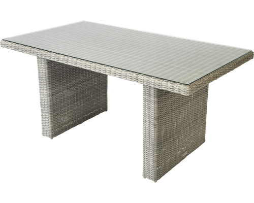 Table de jardin en rotin avec plateau en verre