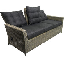Fauteuil de jardin avec coussins gris et aspect rotin