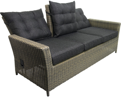 Fauteuil de jardin avec coussins gris et aspect rotin