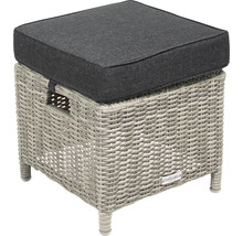 Tabouret de jardin en polyrotin avec coussin d''assise