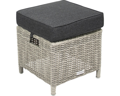 Tabouret de jardin en polyrotin avec coussin d''assise