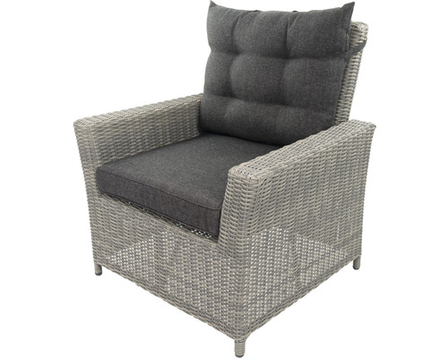 Fauteuil de jardin en rotin avec coussins d''assise et de dossier