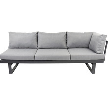Canapé de jardin gris avec cadre en aluminium et coussins rembourrés