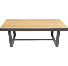 Table rectangulaire avec plateau en bois et pieds en métal
