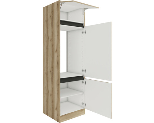 Küchenschrank mit offenen Türen und Regalen