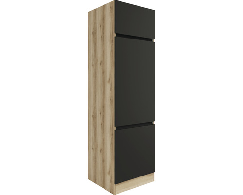 Meuble pour réfrigérateur encastrable 88 Optifit Noah420 60 x 57,1 x 206,8 cm façade anthracite mat corps chêne sauvage