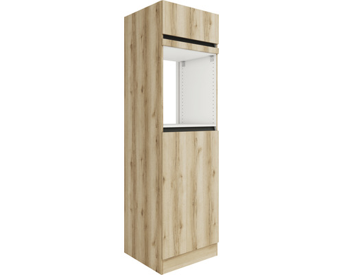 Optifit Backofen/Kühlumbauschrank für 88er Einbaukühlschrank Kaya290 BxTxH 60 x 57,1 x 206,8 cm wildeiche strukturiert matt zerlegt Anschlag reversibel KLKA HOMK660-0+ Hochschrank mit Regalfach für die Küche
