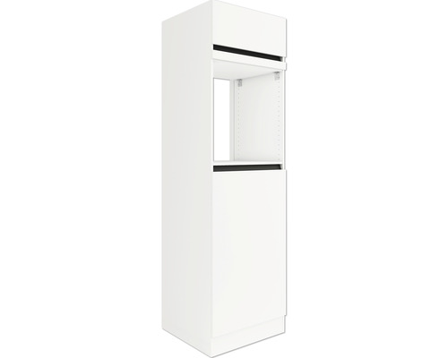 Optifit Backofen/Kühlumbauschrank für 88er Einbaukühlschrank Luca932 BxTxH 60 x 57,1 x 206,8 cm weiß matt zerlegt Anschlag reversibel KLLU HOMK660-0+ Küchenschrank mit offenem Fach für Einbaugeräte