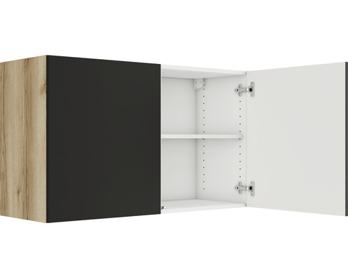 Armoire suspendue Optifit Noah420 100 x 34,6 x 57,6 cm façade anthracite mat corps chêne sauvage