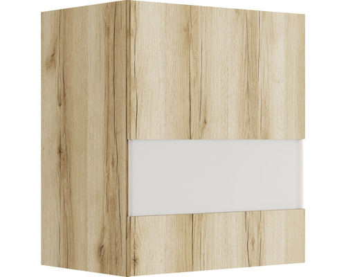 Armoire suspendue aspect bois avec insert en verre