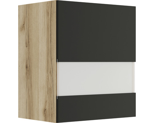 Hängeschrank mit Glastür Optifit Noah420 BxTxH 50 x 34,6 x 57,6 cm Frontfarbe anthrazit matt Korpusfarbe wildeiche