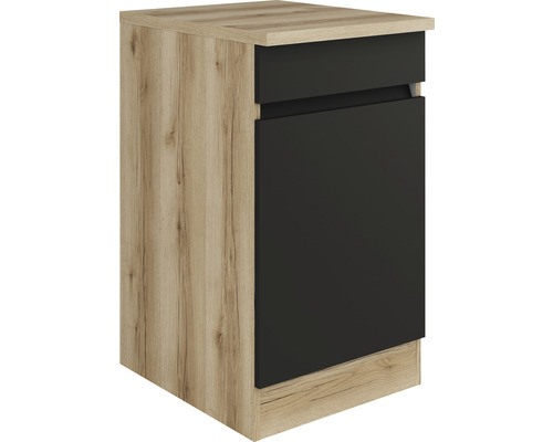 Meuble sous-évier Optifit Noah420 50 x 60 x 88 cm façade anthracite mat corps chêne sauvage