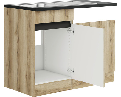 Meuble bas d''évier de cuisine avec porte aspect bois