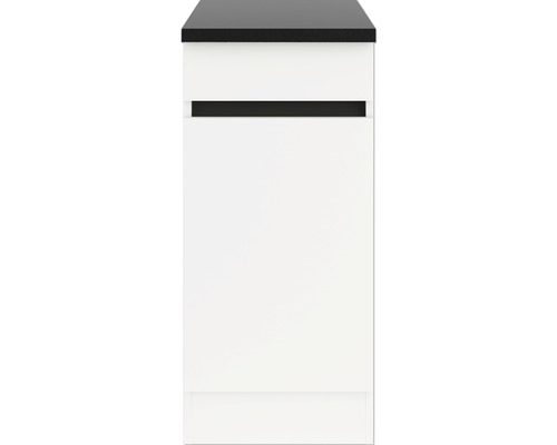 Meuble bas blanc avec plan de travail noir