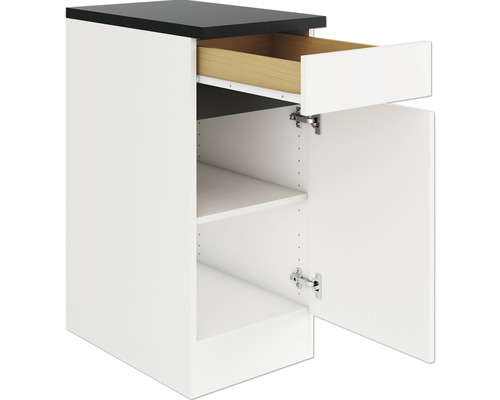 Meuble bas avec tiroir et porte pivotante Optifit Luca932 40 x 60 x 88 cm façade blanc mat corps blanc-0