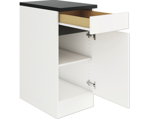 Optifit Unterschrank mit Schublade und Drehtür Luca932 BxTxH 40 x 60 x 88 cm weiß matt zerlegt Anschlag reversibel KLLU U406-0+ Küchenunterschrank mit Schublade und Tür