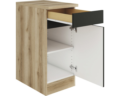 Meuble bas avec tiroir, porte et étagères