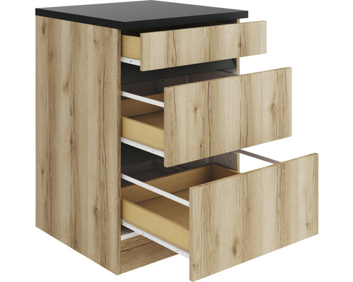 Meuble bas tiroir Optifit Kaya290 lxpxh 60x60x88 cm chêne sauvage structuré mat démonté Meuble bas tiroir Optifit Kaya290 lxpxh 60x60x88 cm chêne sauvage structuré mat démonté