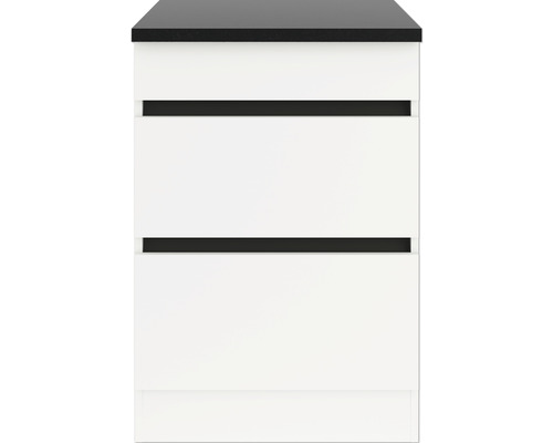 Meuble bas à tiroirs coulissants Optifit Luca932 60 x 60 x 88 cm façade blanc mat corps blanc-0