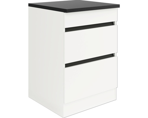 Table de chevet avec deux tiroirs et étagère