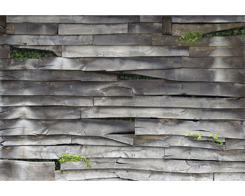Papier peint panoramique intissé 2228-10 Imitations 2 Timber 8 pces 400 x 270 cm Fond en planches de bois avec des plantes