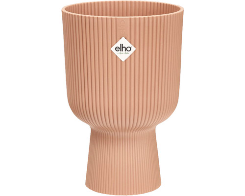 Pot de fleurs avec surface côtelée et logo Elho