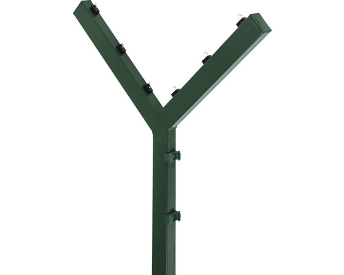 Rehausse de poteau en Y pour poteau 60 x 40 mm y compris 6 supports de fil et capuchon de poteau vert