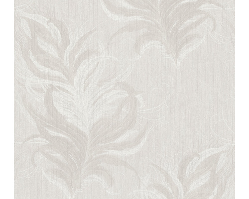 Papier peint intissé 38009-1 Mata Hari plumes blanc gris Papier peint avec motif de feuilles