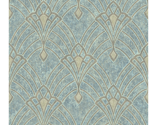 Papier peint intissé 38094-2 Mata Hari Art-Deco bleu Papier peint avec motif Art déco