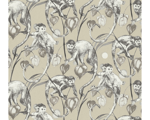 Papier peint intissé 37982-3 Michalsky 4 - Change is good singe jungle beige gris