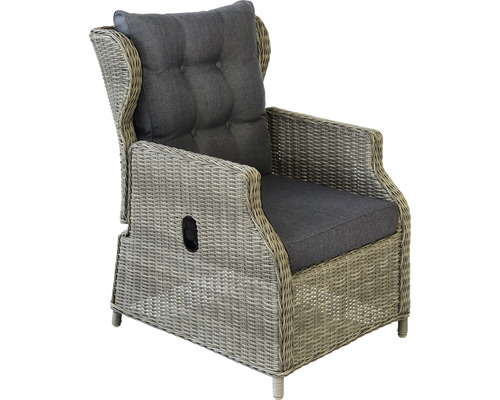 Fauteuil en rotin avec coussins gris pour le jardin
