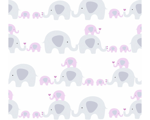 Papier peint intissé 38113-2 Little Love éléphants rose