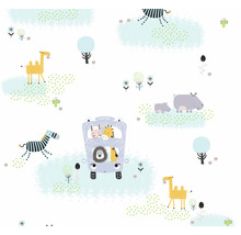 Vliestapete 38114-1 Little Love Safari blau gelb