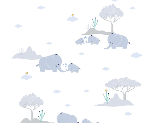 Vliestapete 38128-1 Little Love Elefanten blau grau