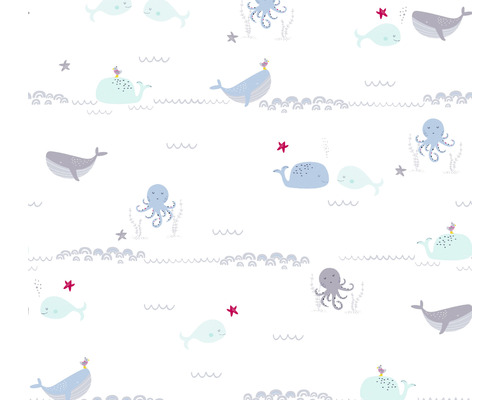Papier peint intissé 38130-1 Little Love animaux marins bleu gris