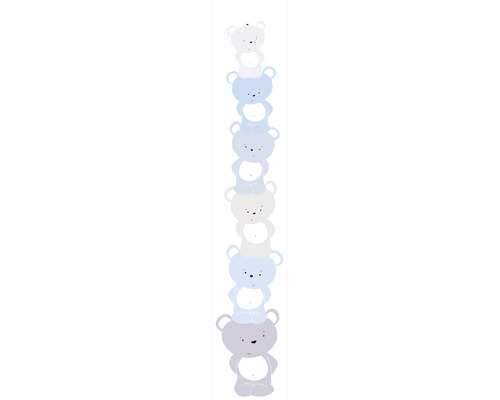 Vliestapete 38136-1 Little Love Bären blau grau Illustration von gestapelten Teddybären