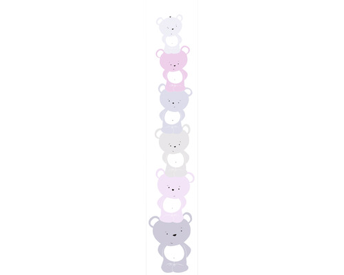 Vliestapete 38136-2 Little Love Bären rosa grau Illustration von gestapelten Teddybären