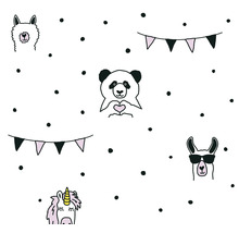 Vliestapete 38138-1 Little Love Punkte & Tiere schwarz weiß rosa