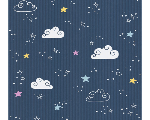 Vliestapete 38141-1 Little Love Nachthimmel blau Muster mit Wolken und Sternen