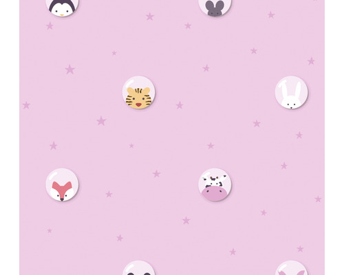 Vliestapete 38143-2 Little Love Sterne & Tiere rosa Tapete mit Tiermotiven für Kinderzimmer
