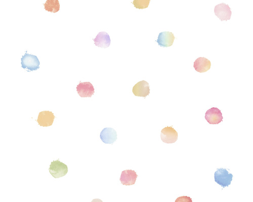 Papier peint intissé 38147-1 Little Love points aquarelle blanc multicolore